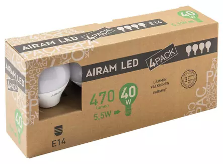 AIRAM LED 4 PACK 5,5W MAINOS - Lamput ja polttimot - 6435200219510 - 1