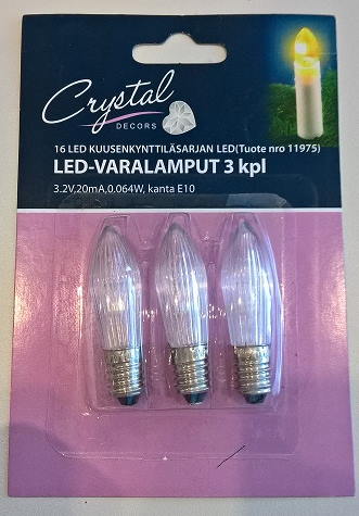 VARALAMPUT 3KPL LED KUUSENKYNTTILÄ - Jouluvalojen varalamput - 6438159119764 - 1
