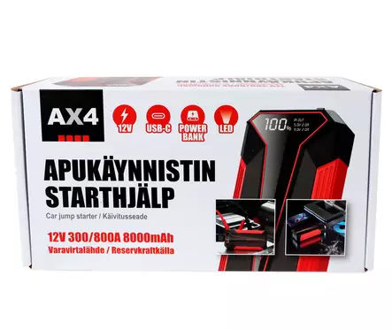 AX4 Apukäynnistin 12V 300/800A 8000mAh - Sähköjärjestelmä - 6418536028506 - 2